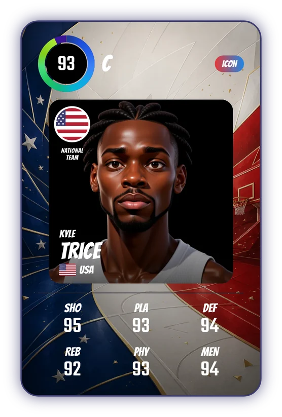 La card di Kyle Trice in Swish & Dunk: C, Overall 93