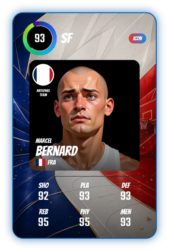 La card di Marcel Bernard in Swish & Dunk: SF, Overall 93