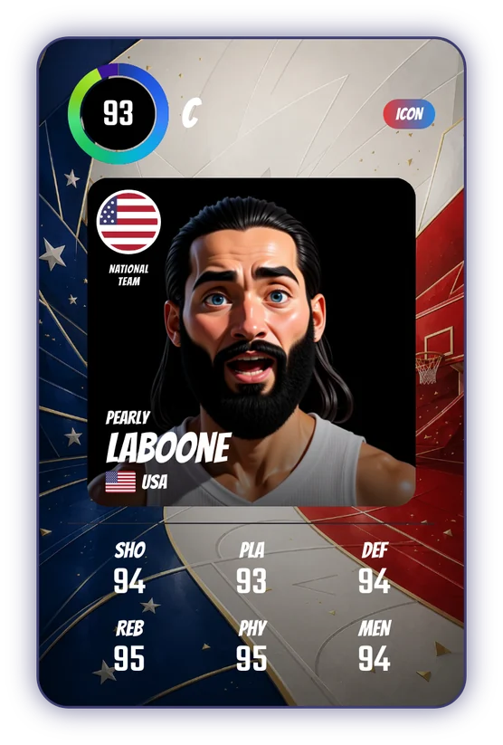 La card di Pearly Laboone in Swish & Dunk: C, Overall 93