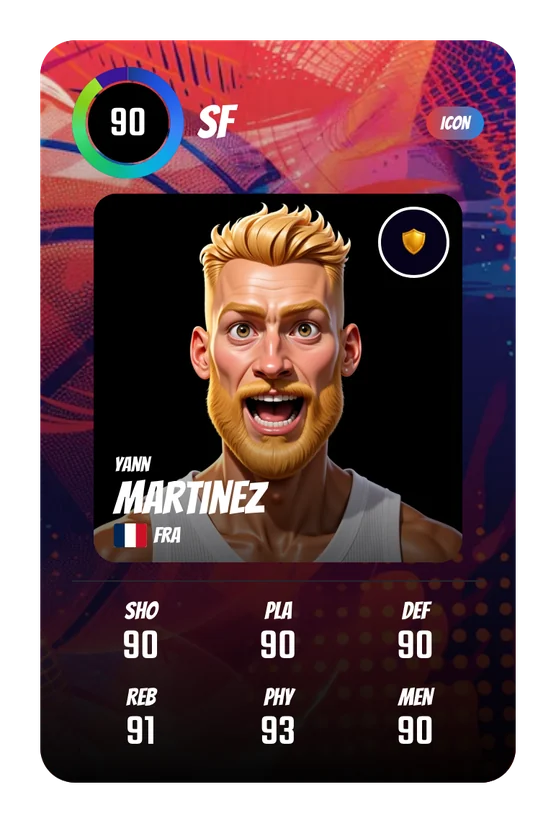 La card di Yann Martinez in Swish & Dunk: SF, Overall 90